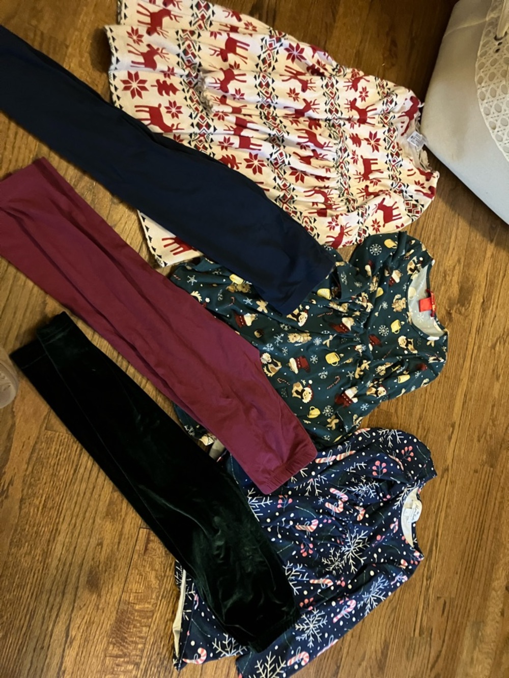 Girls Holiday Outfit Bundle - Festive Dresses & Leggings